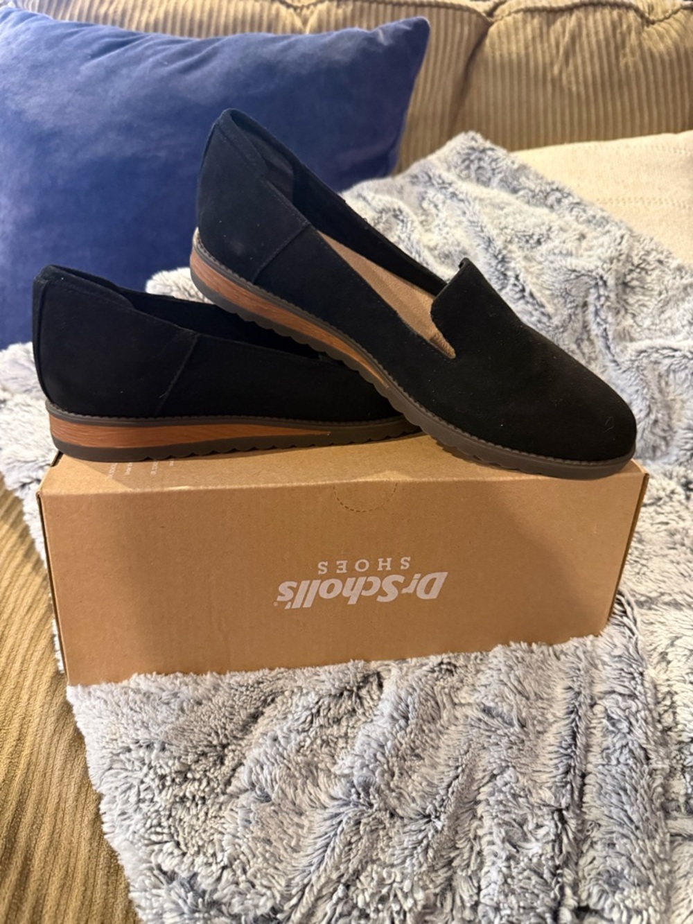 Dr. Scholl's Black Slip-On Suede-Look Comfort Loafers